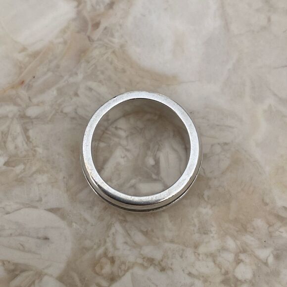 Tiffany & Co. Vintage Atlas 925 Sterling Silver Double Groove Heavy Band Ring - Picture 5 of 9